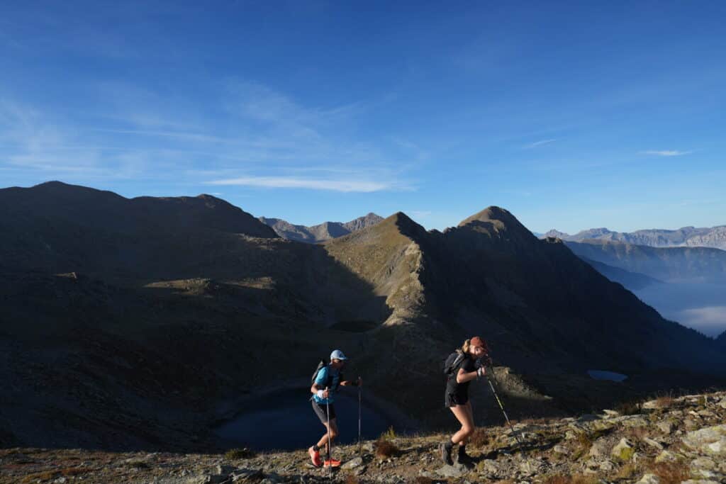 Two athletes in the mountains during the UTMB Nice Côte d'Azur 2026.