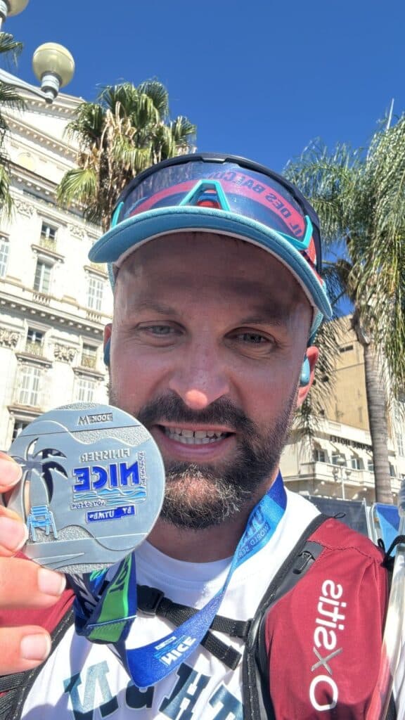 Sébastien Civetti, medallist after his race on the 100k of Nice Côte d'Azur by UTMB