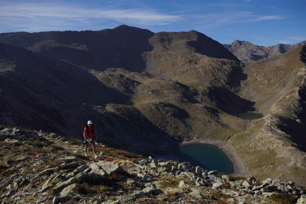 The Mercantour mountains with a runner in the middle.