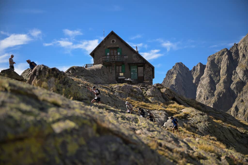 A shelter on the UTMB course in the mountains.
