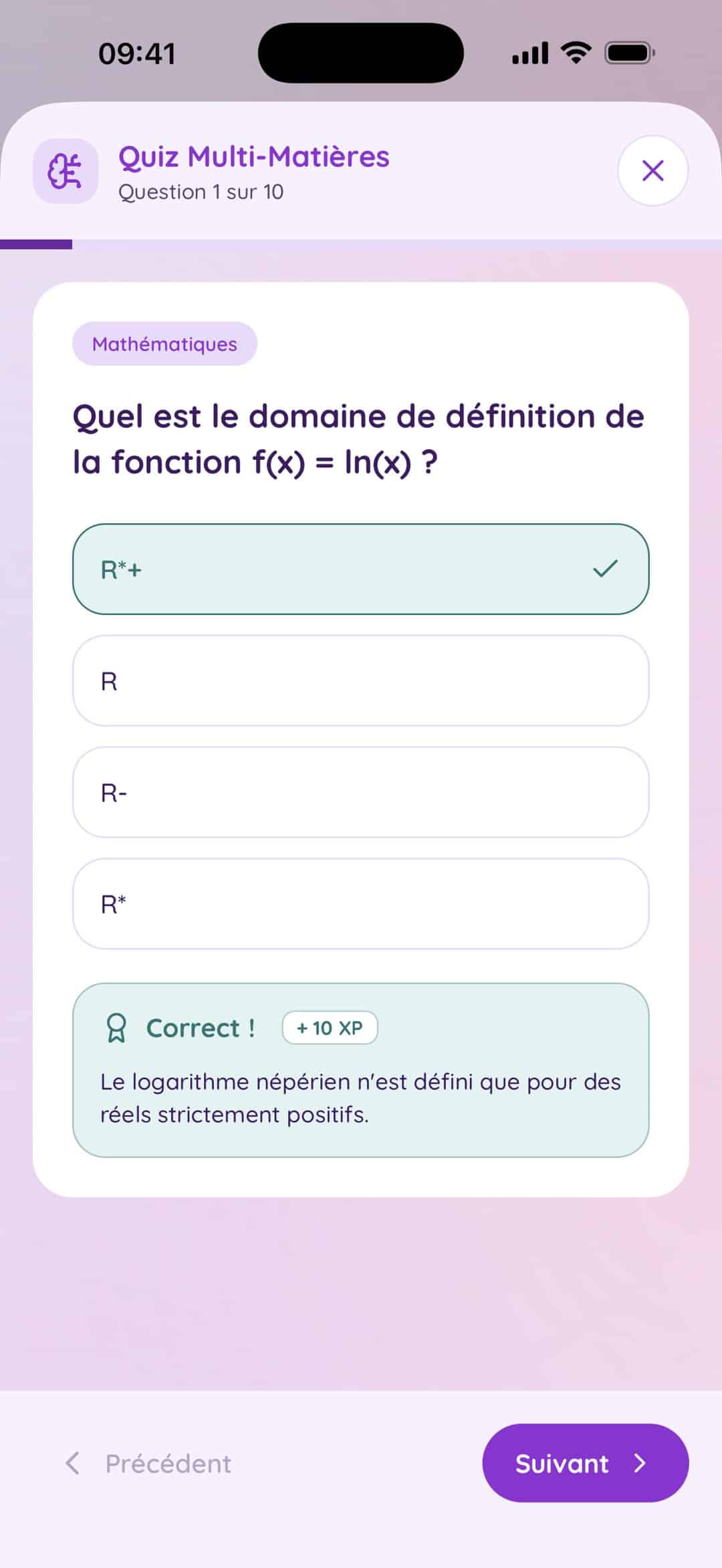 Example of a quiz in the LUCID application