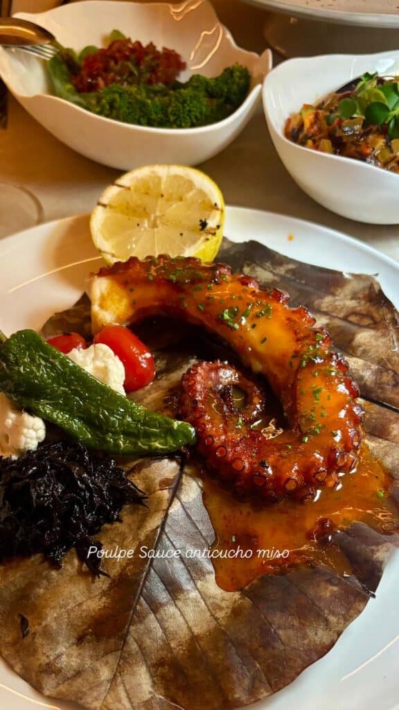 An octopus with miso anticucho sauce from the Zeniro restaurant.